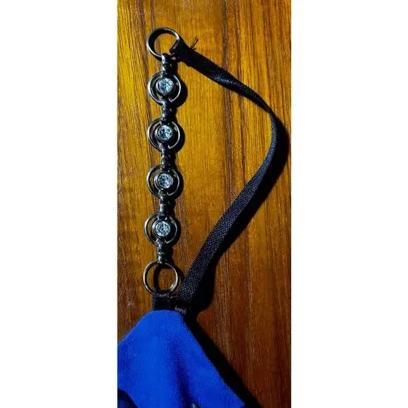 Cache Cami with Shelf Bra Adjustable Straps with Rhinestones Black/Blue XS Vamp - Picture 2 of 6